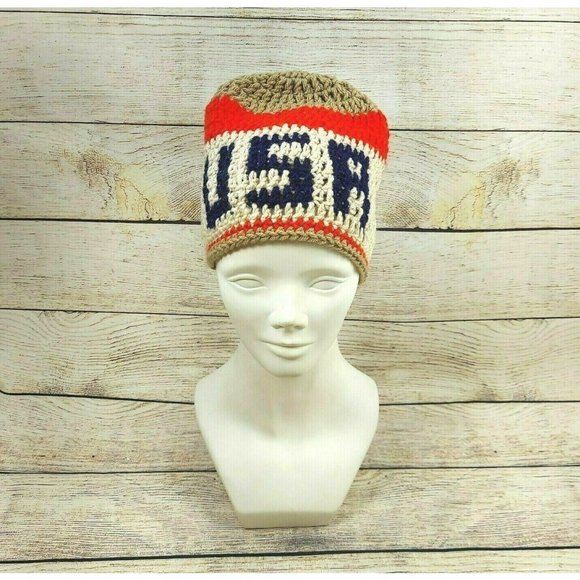 USA Wool Hat Unisex Handmade Knit Winter Warm Beanie Cap Holiday Gift Her & Him - Picture 2 of 10